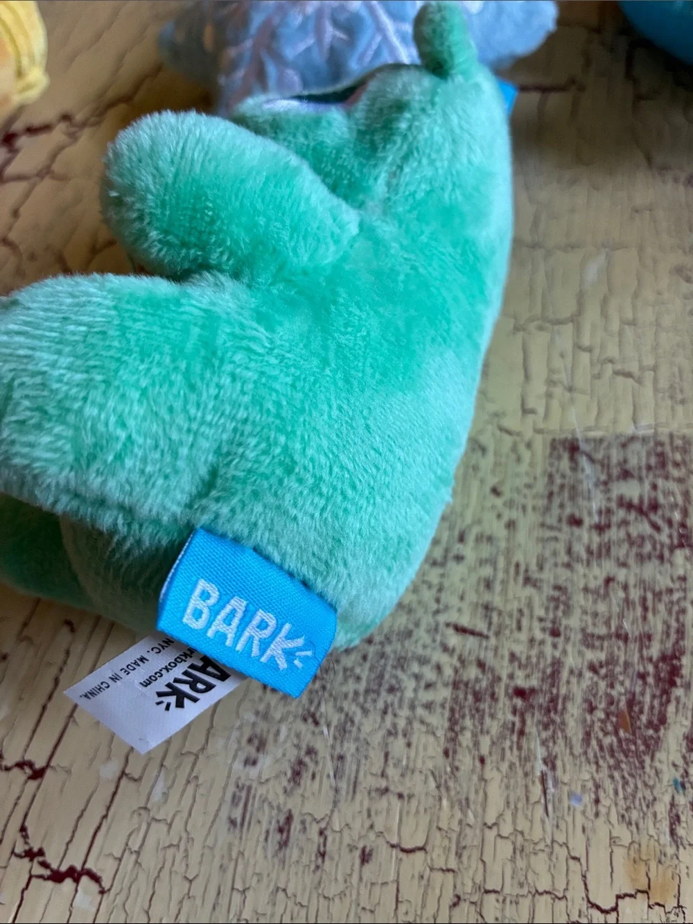 Bark Plush Dog Toys Green, Yellow, Blue, Red, Purple